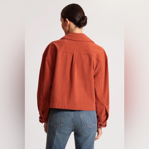 NWT Anthropologie AVEC LES FILLES Beige Corduroy Cropped Jacket boxy relaxed szM - Picture 11 of 16